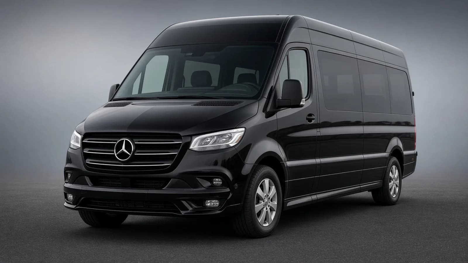 Black Mercedes-Benz Sprinter minibus