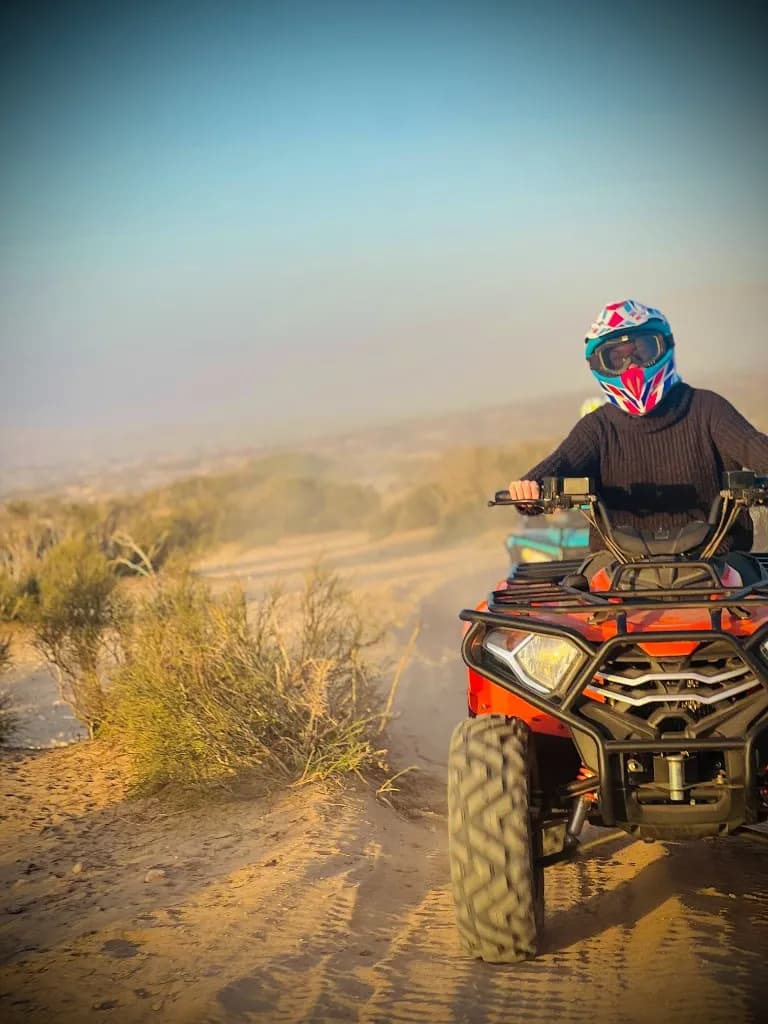Quad biking on a sandy track near Agadir, Morocco