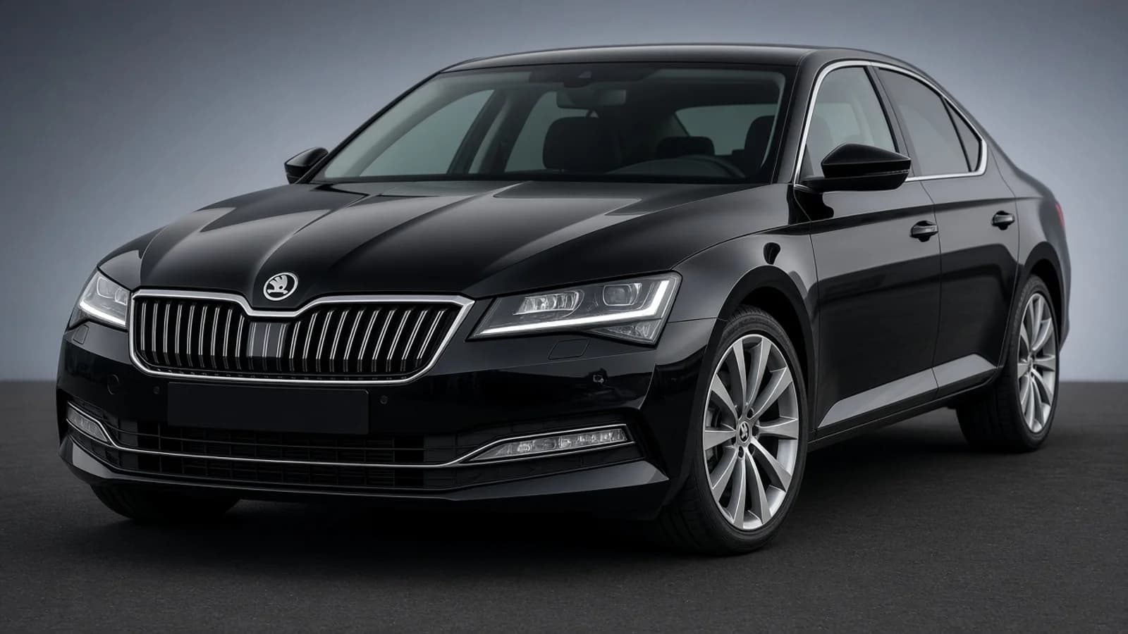 Black Škoda Superb private transfer car